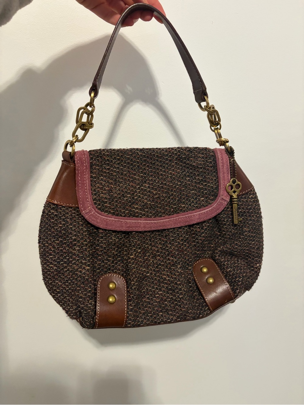 Vintage Fossil Tweed Shoulder Bag